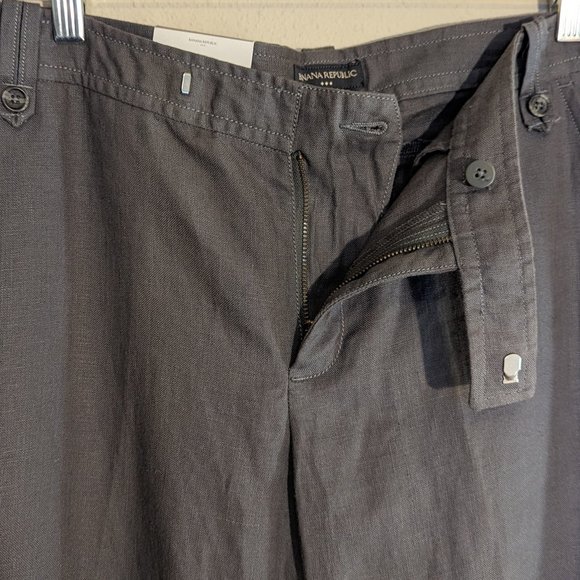 Banana Republic NWT 100% Linen Martin Fit Pant Charcoal Size 12 - Picture 6 of 11